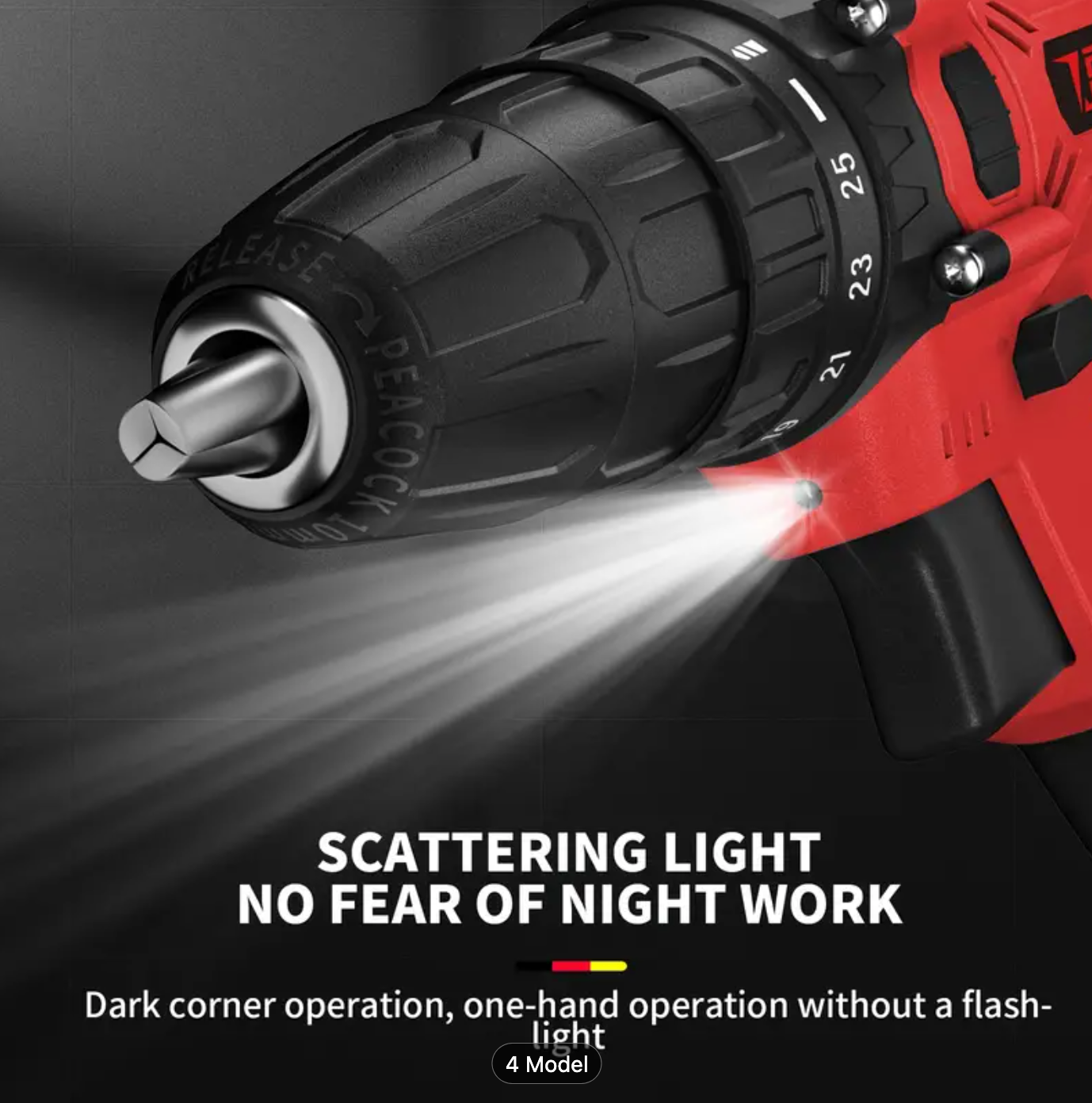 Drill Driver, Cordless Driver With LED Light, 29 Accessories, Variable Speed (0-1400 RPM)- 1.3Ah Lithium Ion Battery And Charger Included - Red