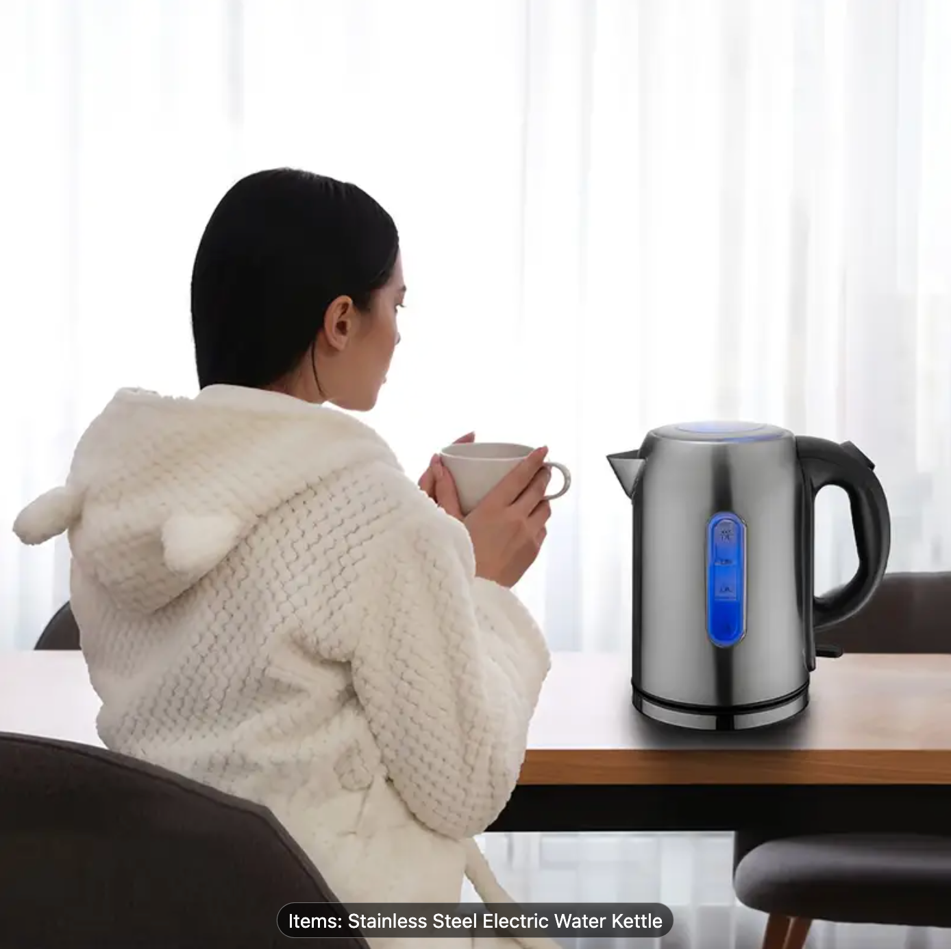 Electric kettle Stainless steel kettle with LED indicator kettle Quick boil dry boil protective strap with automatic closing suitable for hot water tea or coffee on family trips makes a great Easter gift