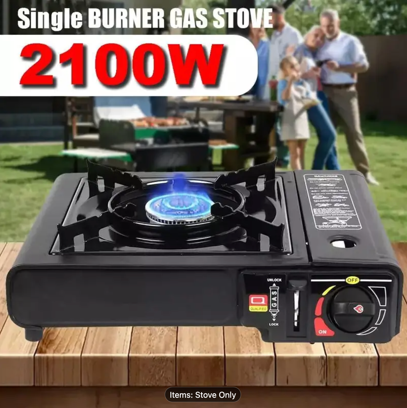 Portable Camping Stove Black Portable Backpacking Gas Cooker Single Burner Stove Enamel Pan Holder BBQ Caravan Outdoor Premium Camping Stove