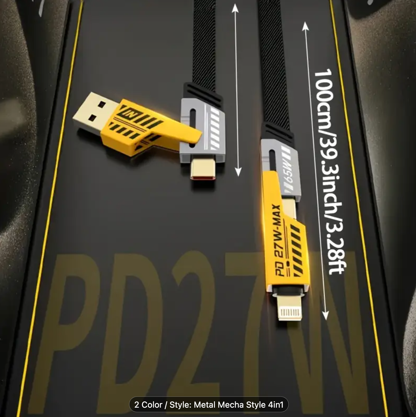 4-in-1 Fast Charging Cable, Two Dragging Two Charging Cables with USB-A/Type-C/Lightning, Four-in-One Fast Charging Cable Suitable for iPhone 16/15/14/13/12/11 Pro Max