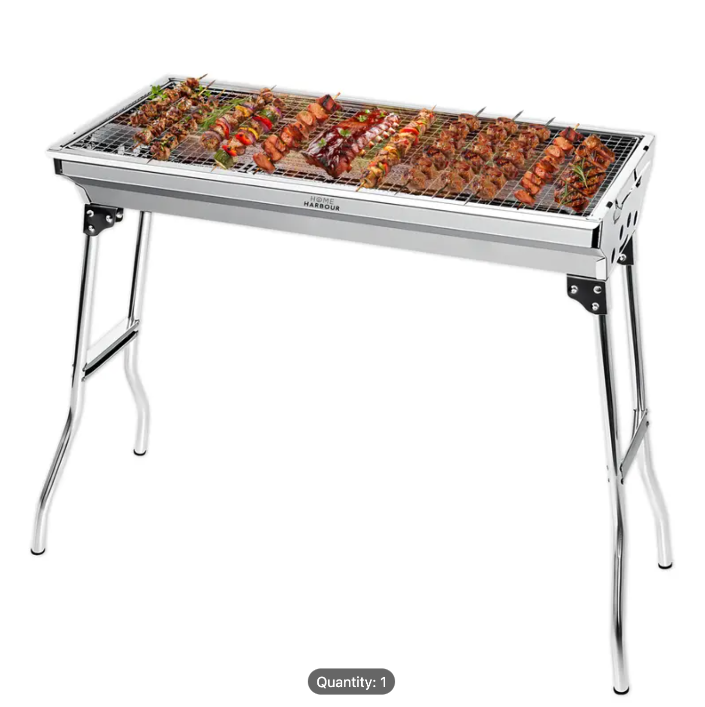 H1 Large Foldable Stainless Steel BBQ Charcoal Grill | Portable and Lightweight Barbecue | For Outdoor Picnics, Camping, Garden, Home Cooking Parties Grilling