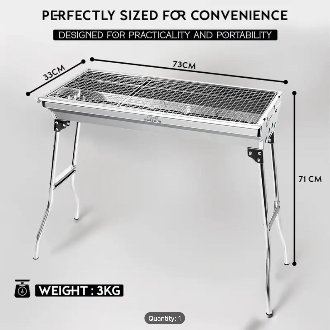 H1 Large Foldable Stainless Steel BBQ Charcoal Grill | Portable and Lightweight Barbecue | For Outdoor Picnics, Camping, Garden, Home Cooking Parties Grilling
