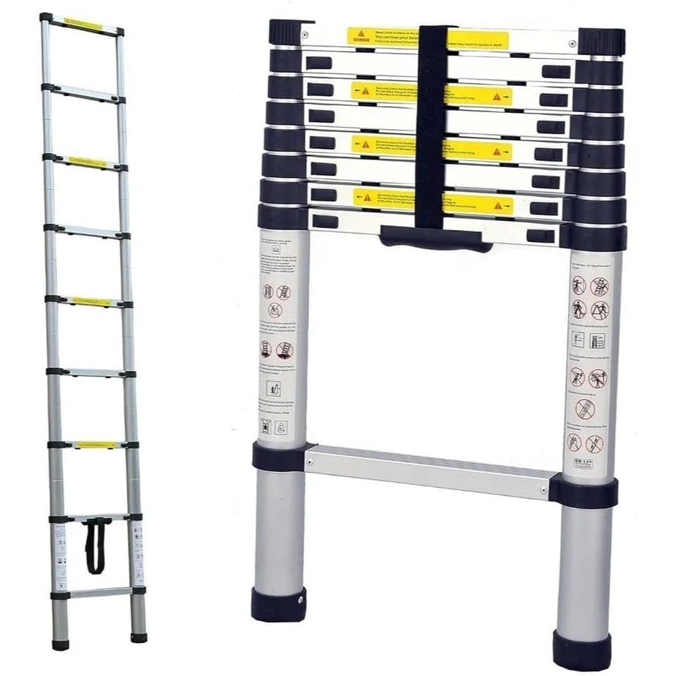 Telescopic Ladder 3.2m /10.5ft Stainless Steel Ladders Portable Extendable Folding Tall Ladder, Multi Purpose Collapsible Loft Ladders