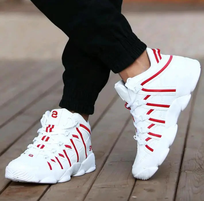 Large Size PU Leather Men's Running Shoes Men's White Sports Shoes Women Sport Shoes for Men Sneakers Red Basket Walk GME-0105