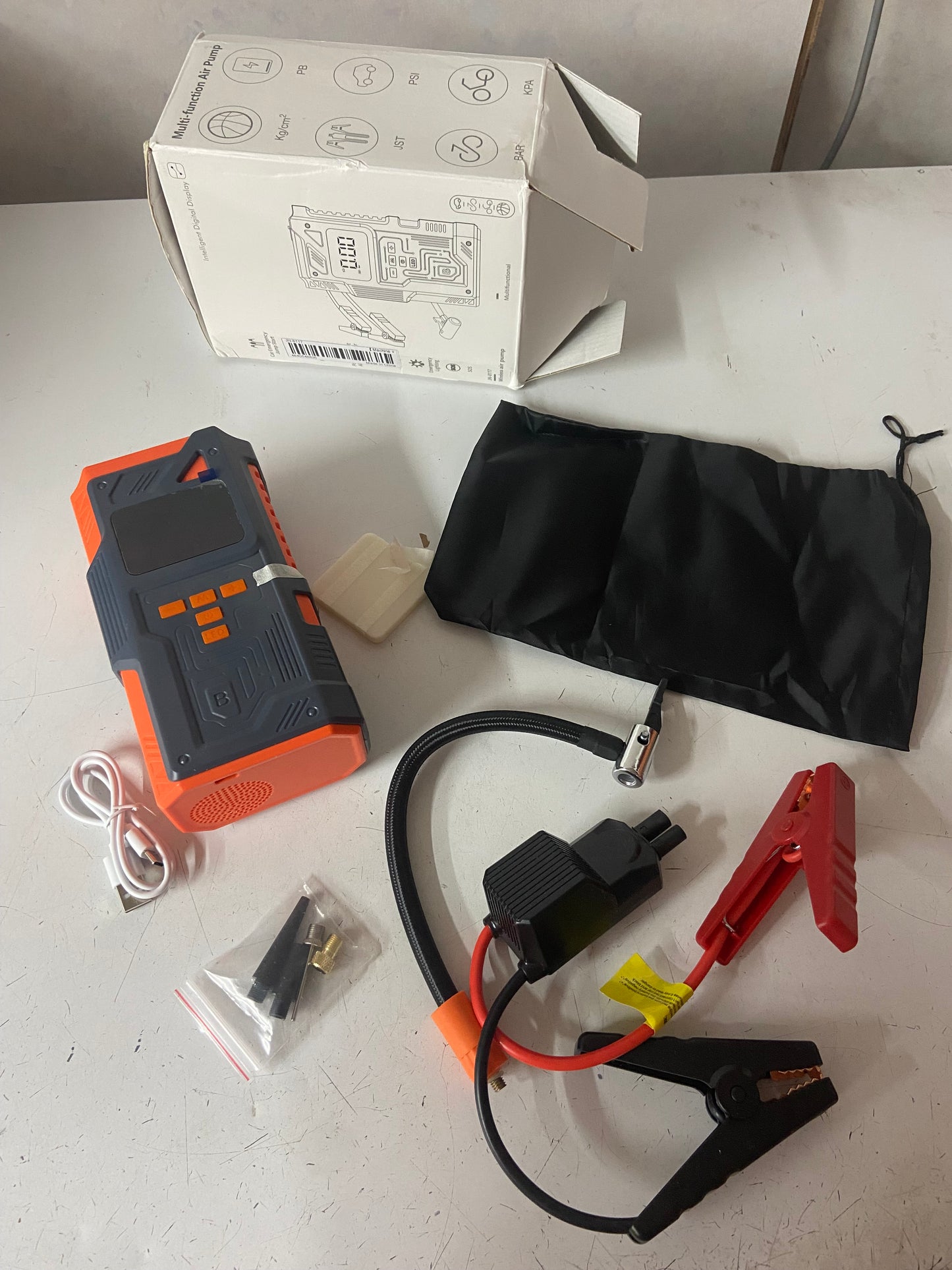 Car Jump Starter & Wireless Air Pump | Multifunctional Emergency Power Bank with LED Lighting & SOS