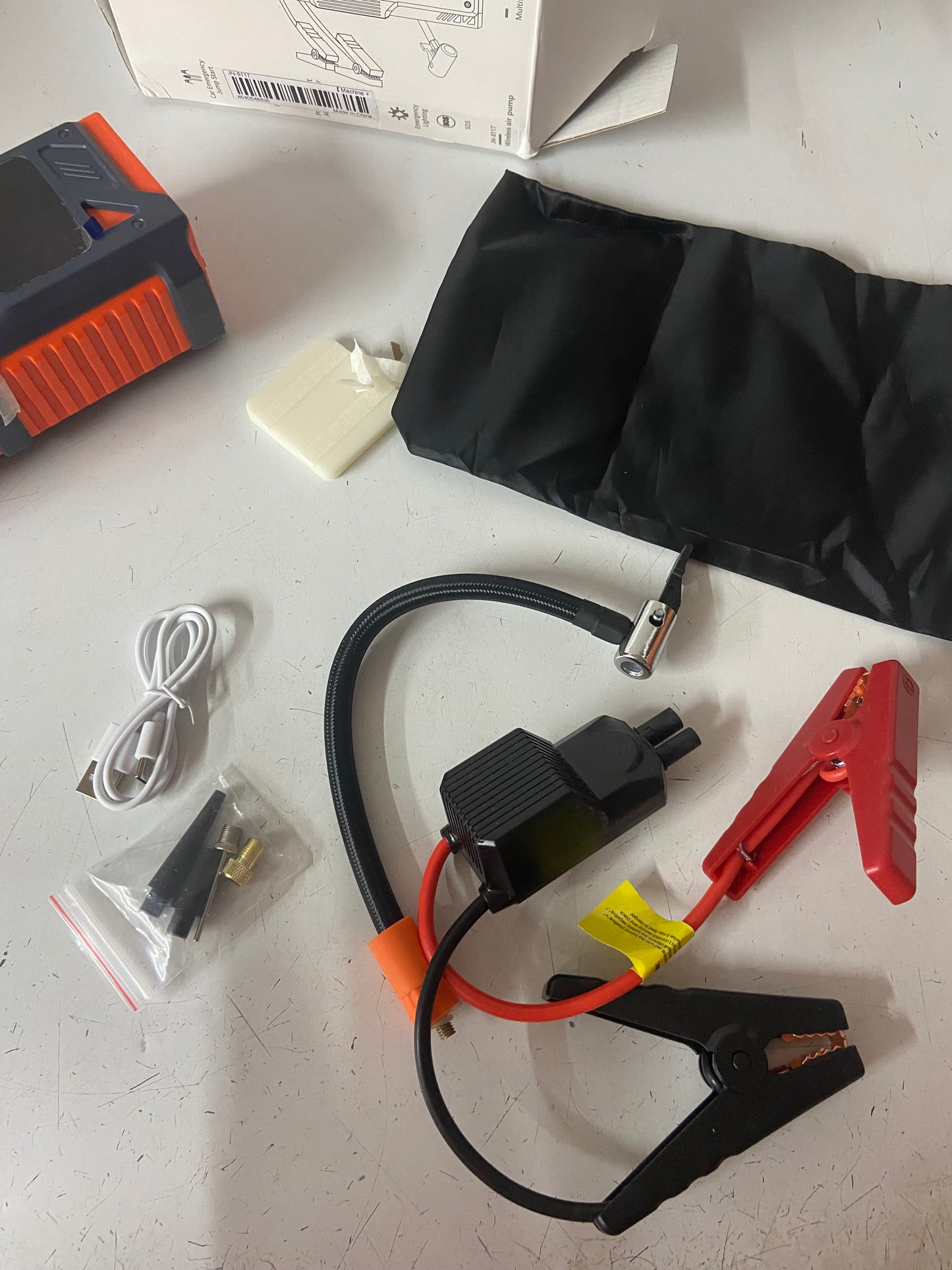 Car Jump Starter & Wireless Air Pump | Multifunctional Emergency Power Bank with LED Lighting & SOS