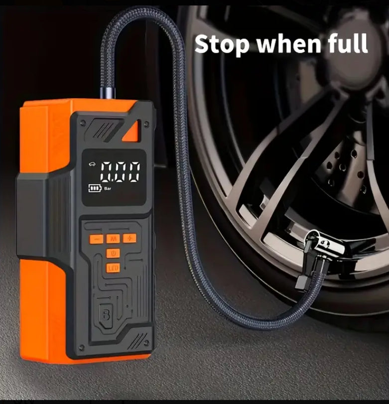 Car Jump Starter & Wireless Air Pump | Multifunctional Emergency Power Bank with LED Lighting & SOS
