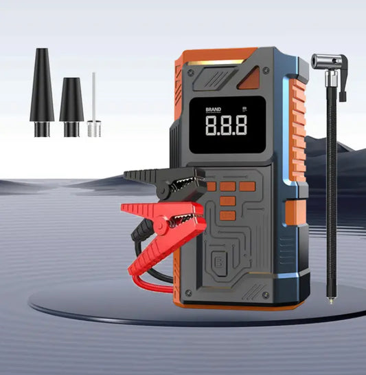 Car Jump Starter & Wireless Air Pump | Multifunctional Emergency Power Bank with LED Lighting & SOS