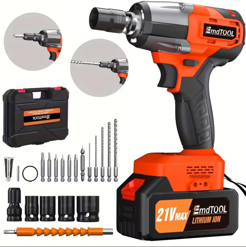 Cordless Electric Impact Wrench Kit 21V
