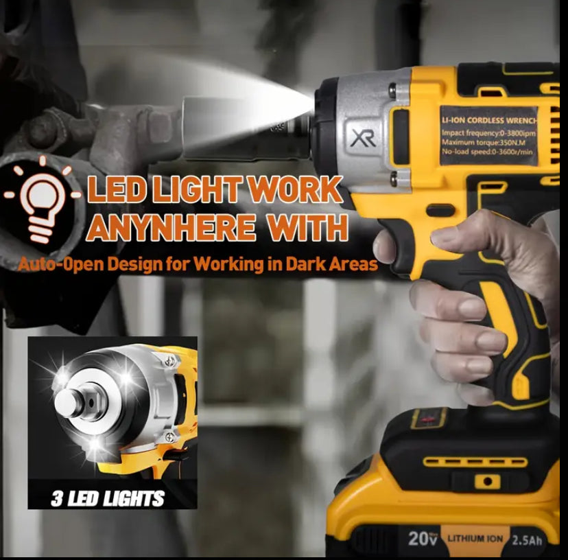 20V Cordless Impact Wrench Kit – Li-Ion Rechargeable