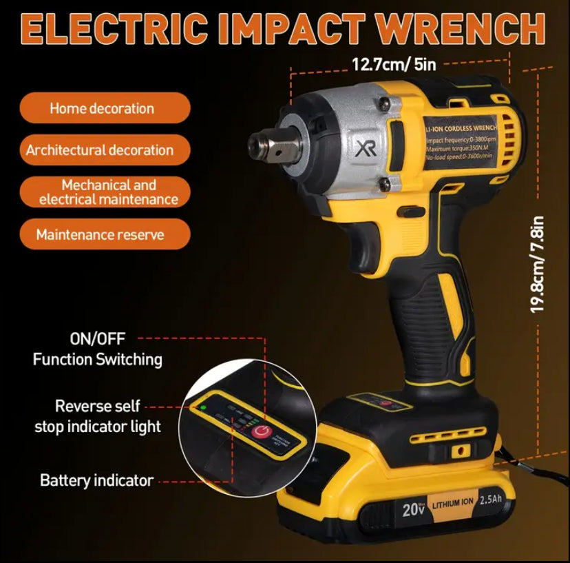 20V Cordless Impact Wrench Kit – Li-Ion Rechargeable