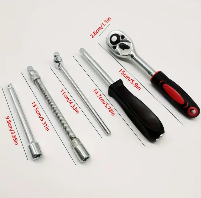 46pcs Car Repair Kit: Ratchet Torque Wrench