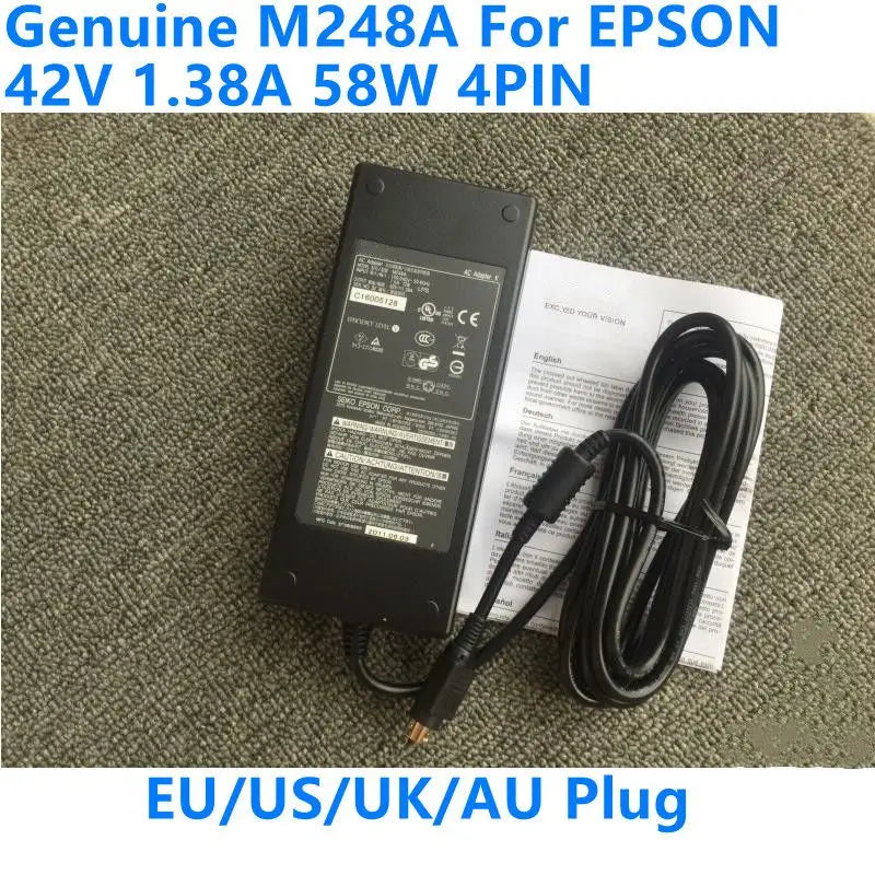 Genuine 42V 1.38A 58W 4PIN M248A AC DC Adapter For EPSON Scanner TM-C3520 C3400 C3500 M832 Printer Power Supply Adaptor Charger