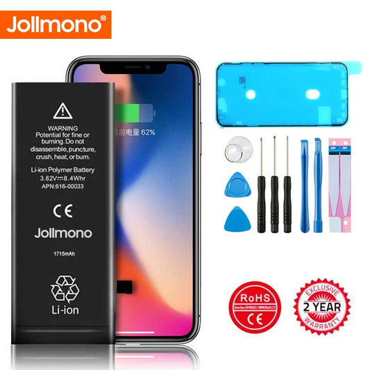 2024 Jollmono Phone Battery For iPhone Battery 5S 5 6S 6 7 8 Plus X SE SE2 XR XS 11 12 13 Mini Pro Max Replacement Bateria Tools