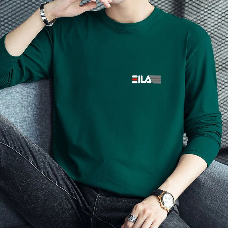 2024 HEAD Brand New Men's T-Shirts Long Sleeve Slim Men T-Shirt Young Man Pure Color Tops Tees Shirt O-Neck For Male Boys Tshirt