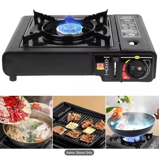 Portable Camping Stove Black Portable Backpacking Gas Cooker Single Burner Stove Enamel Pan Holder BBQ Caravan Outdoor Premium Camping Stove