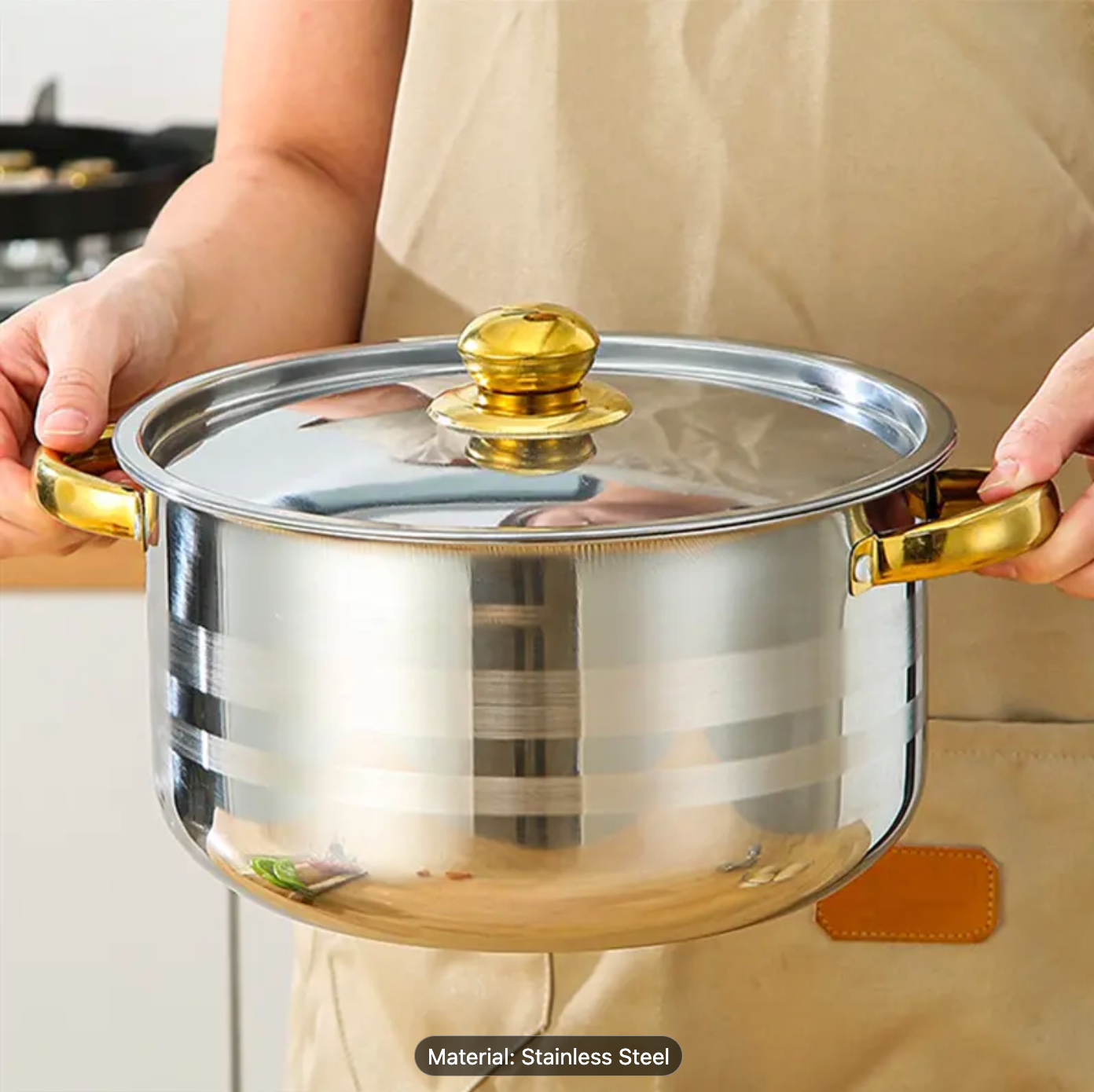 Stainless Steel Cookware Set, Multifunctional Soup Pot Set, Non Stick Pots with Lids and Double Handle, Silver Durable Cookware, 5 Different Sizes