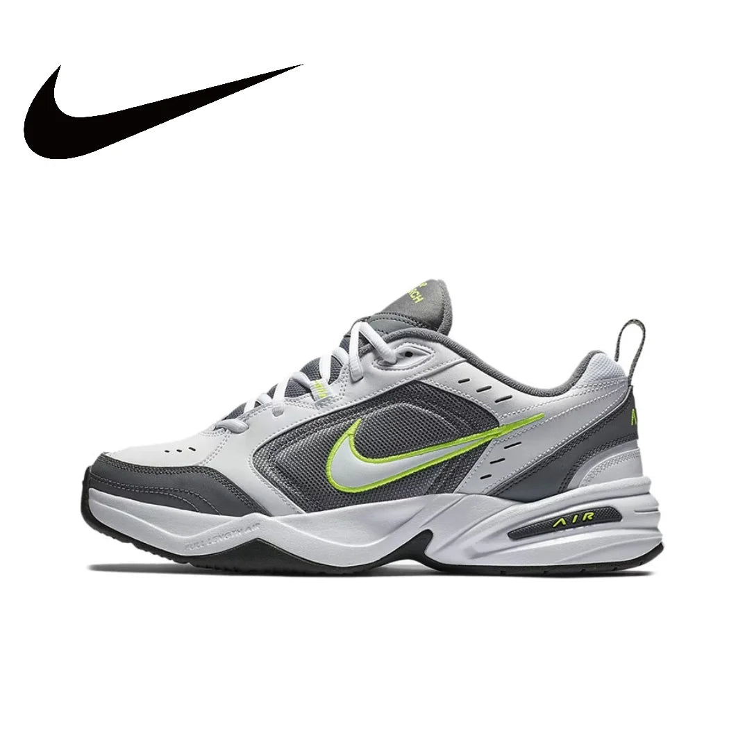 Nike Air Monarch 4 Low Men's and Women's Sneakers Classic Retro Casual clunky shoes Cushioned comfort Sneakers White&Silver