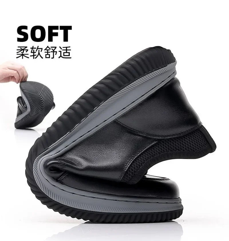 Leisure sports leather shoes for men in autumn 2024 new breathable walking low cut soft sole soft surface anti slip board shoes